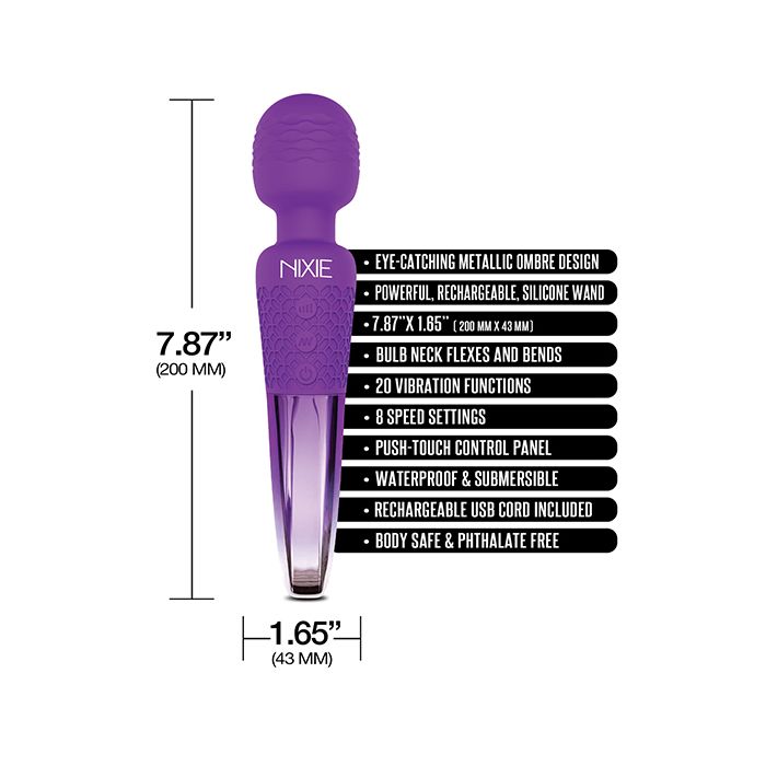 Nixie Rechargeable Wand Massager - Purple Ombre Metallic